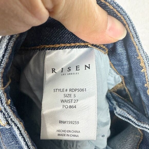 Risen Jeans High Rise Boyfriend Distressed Ankle Size 5/27 Raw Hem Stretch - Picture 8 of 9